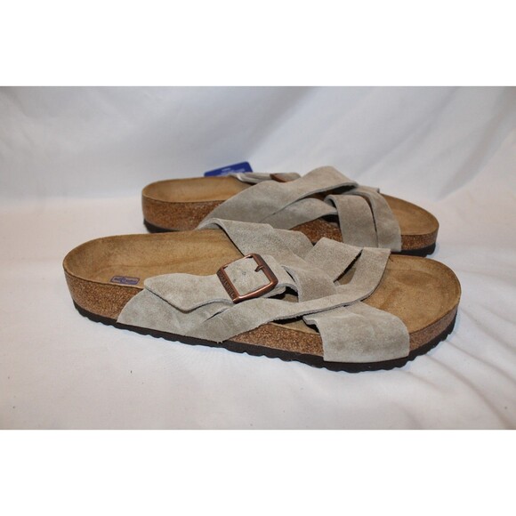 BIRKENSTOCK MEN'S LUGANO SUEDE SANDALS NWOB TAUPE EU 45 US 12 REGULAR - Picture 2 of 7